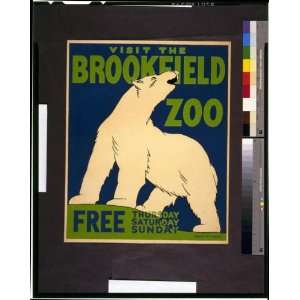 WPA Poster Visit the Brookfield Zoo free Thursday, Saturday, Sunday 