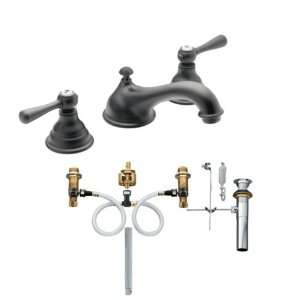   Kingsley Two Handle Low Arc Bathroom Faucet with Valve, Wrought Iron
