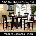 Traditional Bar Height Dining Set 5pc Espresso Small  