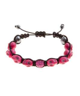 Fuscia (Pink) Pink Opaque Skull Friendship Bracelet  252886577  New 