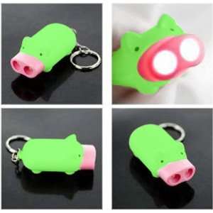  Mini Pig LED Keychain Flashlight Lime Green & Pink: Office 