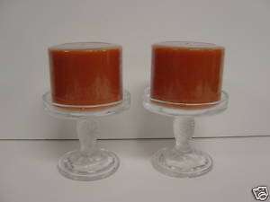 Longaberger Glass Pedestal Stands Candle Holders (2)NEW  