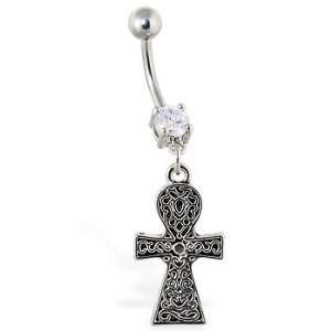  Navel ring with dangling celtic ankh Jewelry