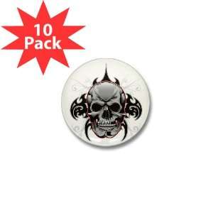  Mini Button (10 Pack) Tribal Skull 