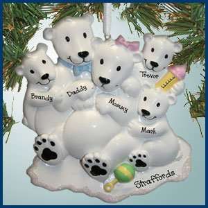 Personalized Christmas Ornaments   Polar Bear Family Expecting Baby #4 