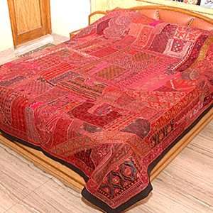   Ethnic Style Patch Work Handmade Bedspread   Twin Size: Home & Kitchen