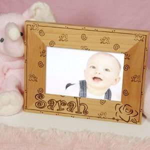   New Baby Lovely As A Rose Personalized Wood Picture Frame: Home