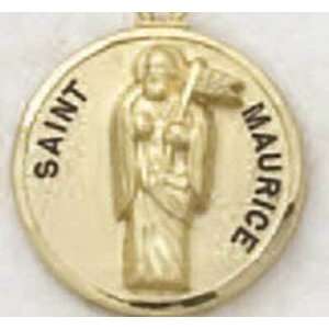    22K Gold on Silver 3/4 Saint Maurice Medal w Necklace Jewelry