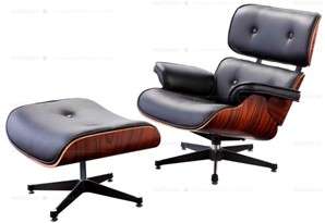Charles Eames Lounge Chair and Ottoman Black Leather  