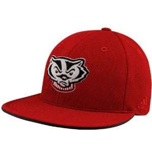 adidas Wisconsin Badgers Cardinal Pique Mesh Fitted Hat  