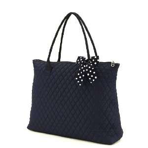  Belvah Quilted Solid Large Tote   Navy 