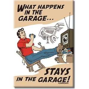   Garage Stays in the Garage Retro Vintage Locker Refrigerator Magnet