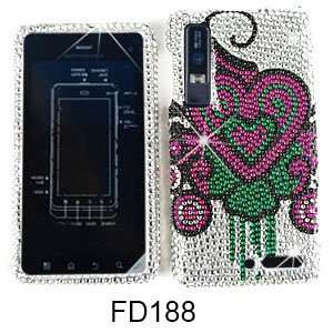   Full Diamond Crystal. Pink Hearts on White Cell Phones & Accessories