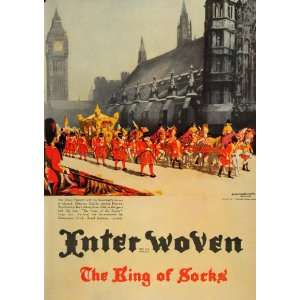  1936 Ad Interwoven Sock Big Ben Westminster Hall Parade 