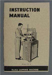 DoAll CM 16 Lapping Machine Handbook Inst. Manual  