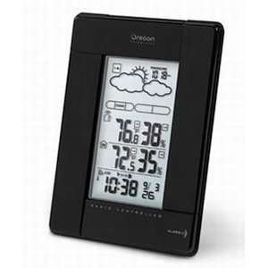   Black Wireless Weather Station With Humidity Display And Atomic Clock