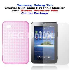   Case Hot Pink Checker with Screen Protector for Samsung Galaxy Tab