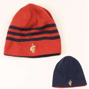   Reversible (Red/Navy) Stripe & Solid Knit Beanie