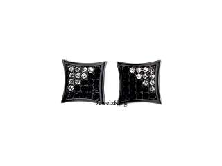 ICED OUT BLACK /CLEAR CZ PAVE KITE BLING STUD EARRING  