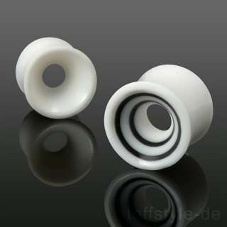 EXEMPLAR   Flesh Tunnel Plug Piercing Weiß mit schwarzen Inlay aus 