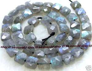 Natural Labradorite 8mm Flat Square Faceted Beads 16  
