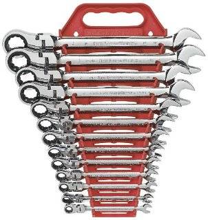 GearWrench 9702 13 Piece Flex Head Combination Ratcheting Wrench Set 