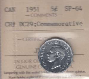   *** SP 64 *** CH # ***DC 29*** COMM. Certified Canada 5 Cents  