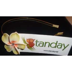   Tanday (Yellow) Hawaiian Plumeria Flower Headband. 