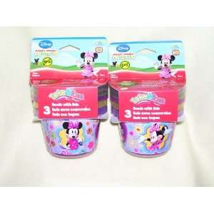  Disney Two Minnie Mouse Clubhouse Bowls with Lids (Sold As 