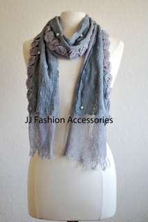 Rose & Pearl Fall/Winter Scarf Wrap   4 Colors  
