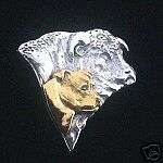 Staffordshire Bull Terrier Pin Jewelry HEAD STUDY WITH BULL sterling 