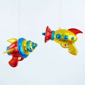 RAY GUNS Space Age Sci Fi Christmas Ornaments Set of 2 Outer Space Fun 