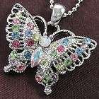 Colorful Multicolor Butterfly Necklace Rhinestone Designer Chain Charm 