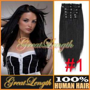 Clip In Remy Real Human Hair Extensions Full Head Any Color 15 24 