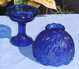 Blue Depression Glass Candle Fairy Lamp Cobalt Blue New  