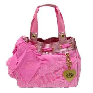 NEW JUICY COUTURE Logo Pink Velour Daydreamer Tote NWT  