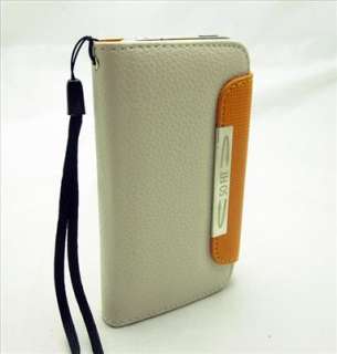    orange Luxury Wallet Faux Leather Sleeve Case for iPhone 4 4S  