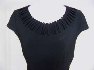 NWT clari.e. Black Fitted Knit Dress Fringe Collar 12 L  