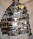 NEW Huge ROMA Souvenir Scarf Silver Gray Gold Beige Ivory 38 IN X 38 