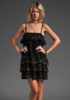 HAUTE HIPPIE Gold Speckle Tiered Dress in Black at Revolve Clothing 
