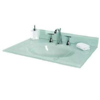 Pegasus 31 in. Tempered Glass Vanity Top in White with White Integral 