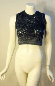 CHRISTIAN DIOR AWESOME BLUE SUPPLE KNIT CROP SWEATER  