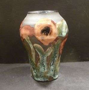 Studio Pottery Vase with Poppies, Lunarstar Art MINT  