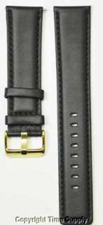 24 mm BLACK LEATHER WATCH BAND PADDED EXTRA LONG XXL  