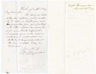 Hand written correspondance from William Maynadier, head of the 