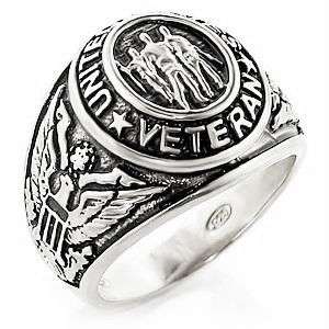 VETERAN 925 SILVER MILITARY MENS RING JEWELRY SIZE 11  