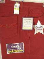 Gloria Vanderbilt Amanda RED Jeans PLUS Slimmer Panel Stretch Denim 