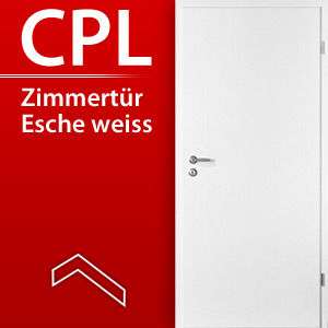 CPL Innentür Esche Weiß DIN L Zimmertür mit Zarge  