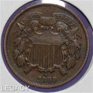 1869 U.S. 2 ¢ CENT PIECE CIVIL WAR ERA (YG+  