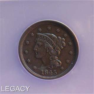1845 LARGE CENT N 11 PEDIGREED NICE COIN NCS (NS  